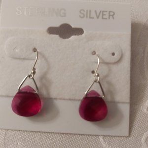 Swarovski Crystal Ruby Silver Earrings